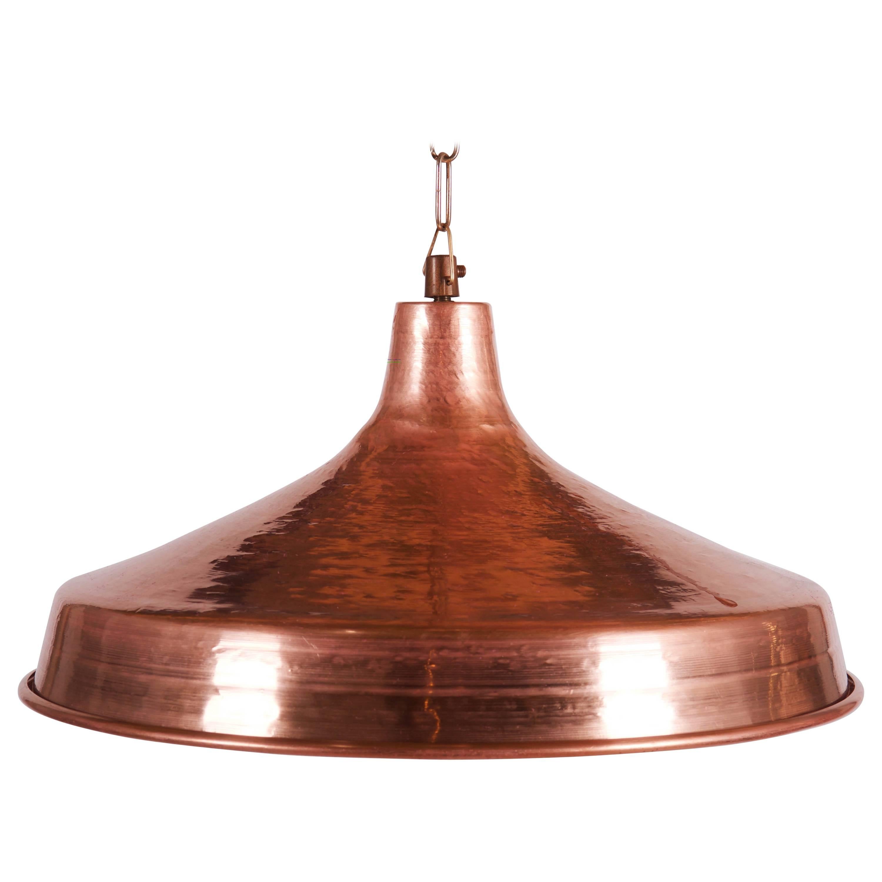 Mid-Century Hammered Copper Pendant Light