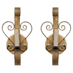 Paire d'appliques espagnoles--Light simple avec motif de volutes