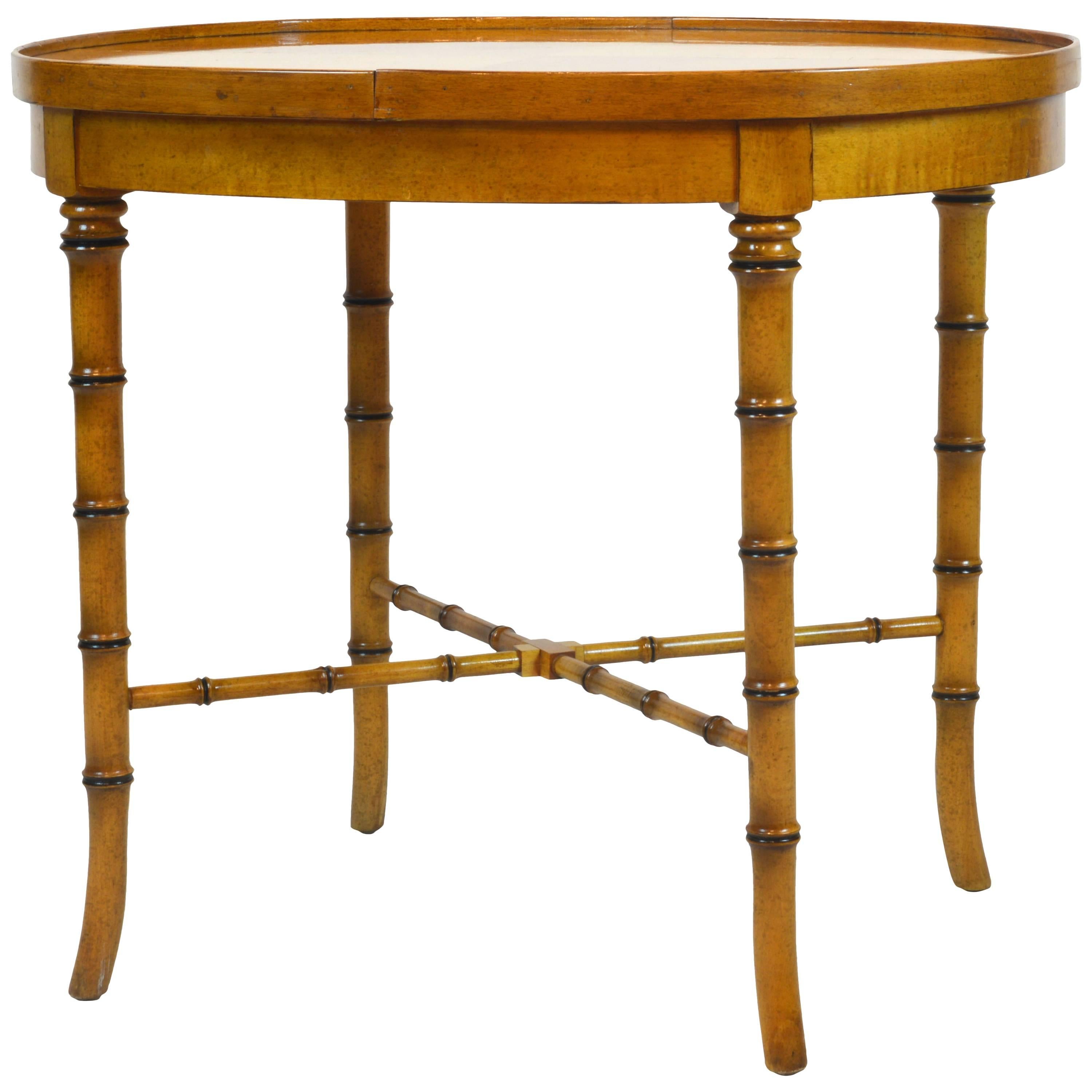 Vintage Mid-Century Baker Faux Bamboo Chinoiserie Style Oval Occasional Table