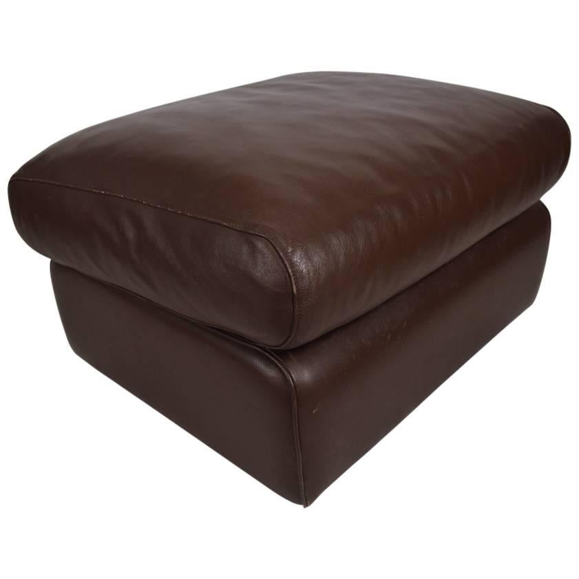 Poltrona Frau Chocolate Leather Ottoman Footrest, Pouf