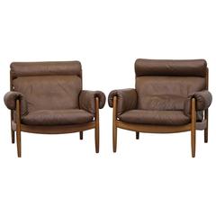 Pair of 1970s Bovenkamp Leather Lounge Chairs
