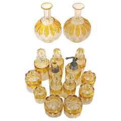 Antique 15-piece Val Saint Lambert Crystal Valembert Pattern Dresser/Vanity Perfume set