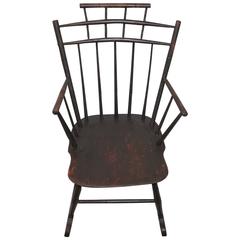 19th Century Brown Painted Windsor Rocking Chair