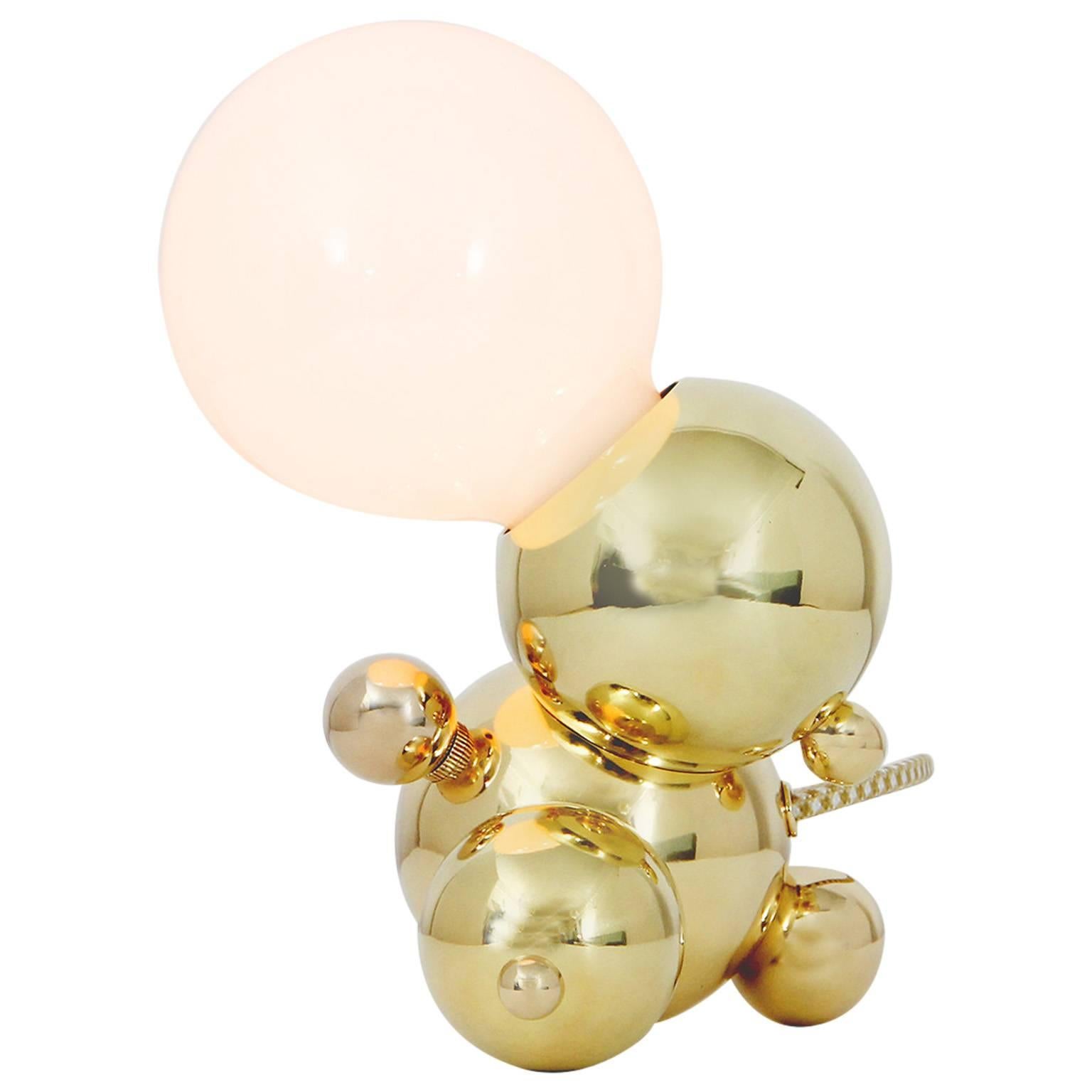 Bubbly 01-Light Small Sculptural Table or Desk Lamp in Polished Brass