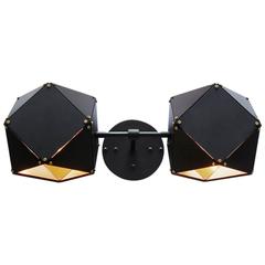 Welles Wall Sconce in Custom Finishes, Black and Satin Brass 5