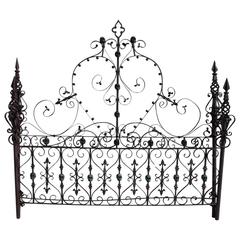 Retro Custom Made Gothic Iron Bed with Bronze Skulls