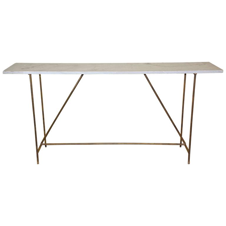 Rustic Marble and Iron Console Table For Sale at 1stdibs