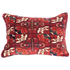 Antique Pillow with Velvet like Texture Made Out of 19th Century Turkmen Rug