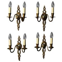 English Set of Four Gilded Antique Wall Lights
