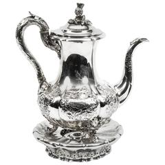 Antique Paul Storr Sterling Silver Coffee Pot on Stand, 1837