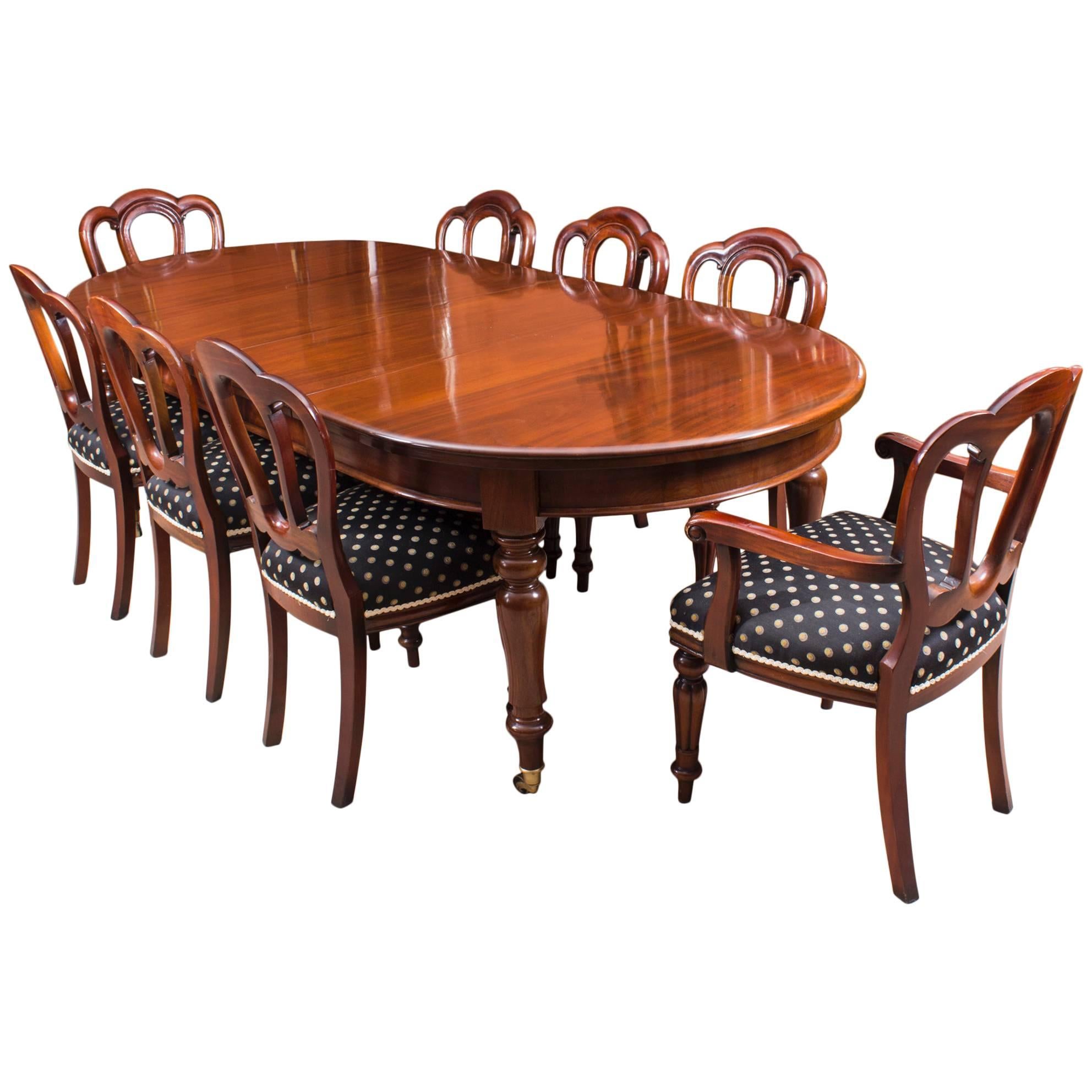 Antique Victorian Mahogany Dining Table C1880 and Eight Chairs