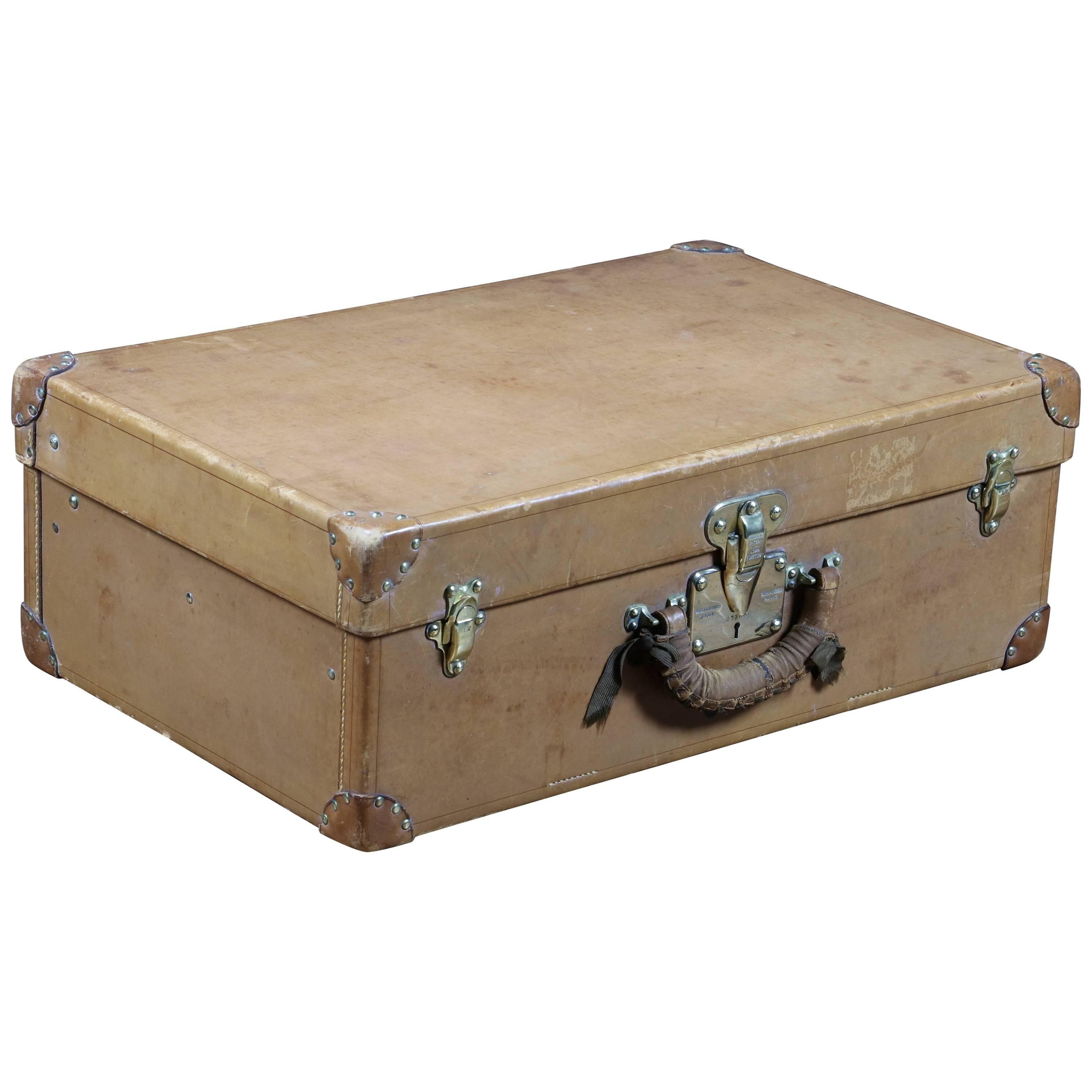 1920 Louis Vuitton Natural Leather Suitcase For Sale