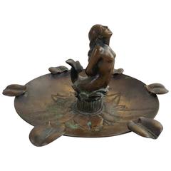 Art Nouveau Bronze Mermaid Ash Receptical