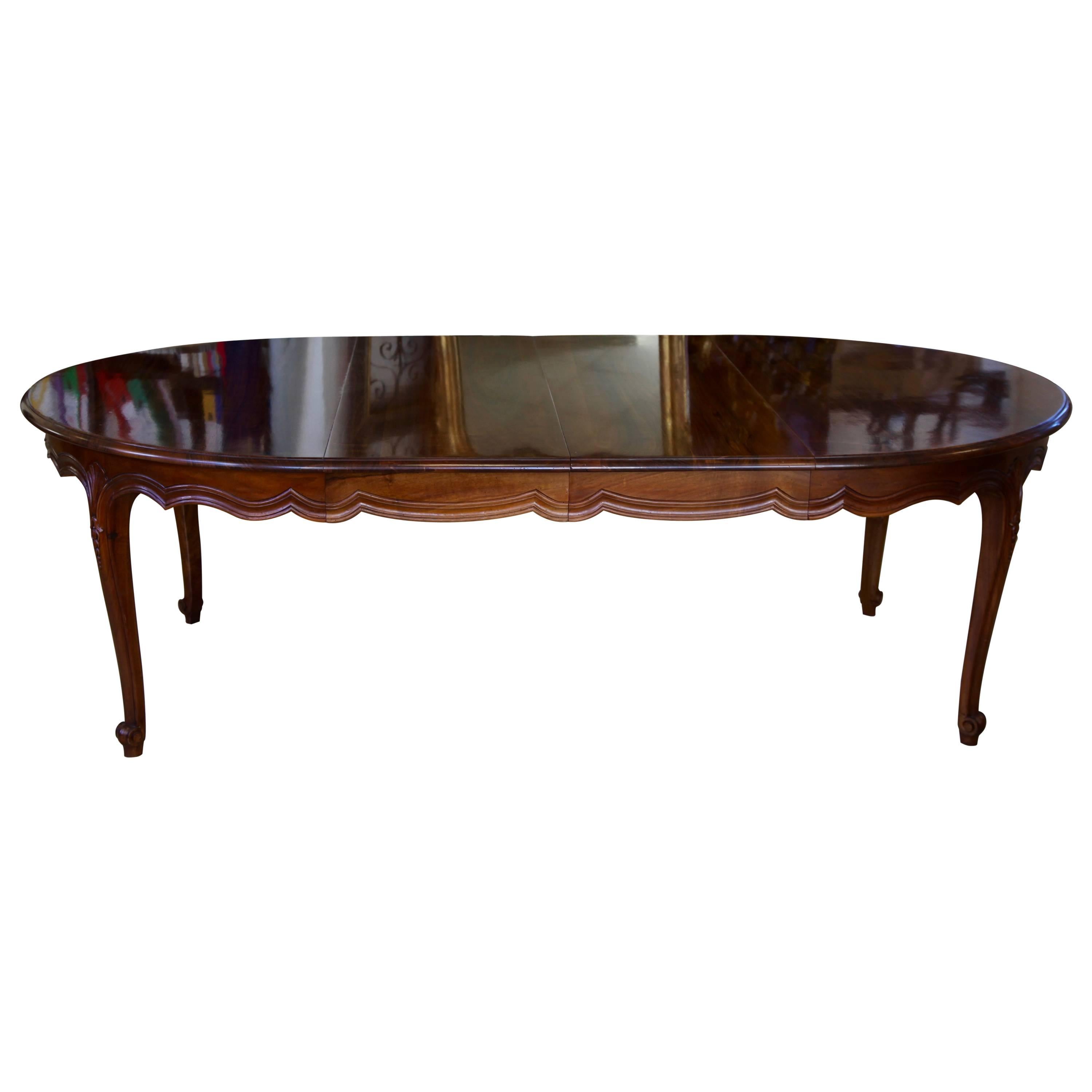 Louis XV Style Dining Table Hand-Carved in Solid French Walnut For Sale
