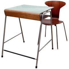 Arne Jacobsen, Original Munkegaard School Desk and Chair in Teak, 1950's