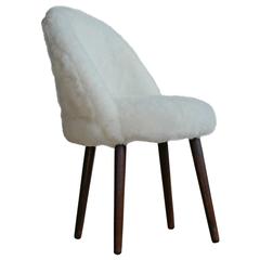 Danish Mid-Century Frode Holm Style Accent or Vanity Chair in Lambskin