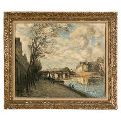 Frank Boggs, Oil on Canvas, Les Quais de la Seine à Paris