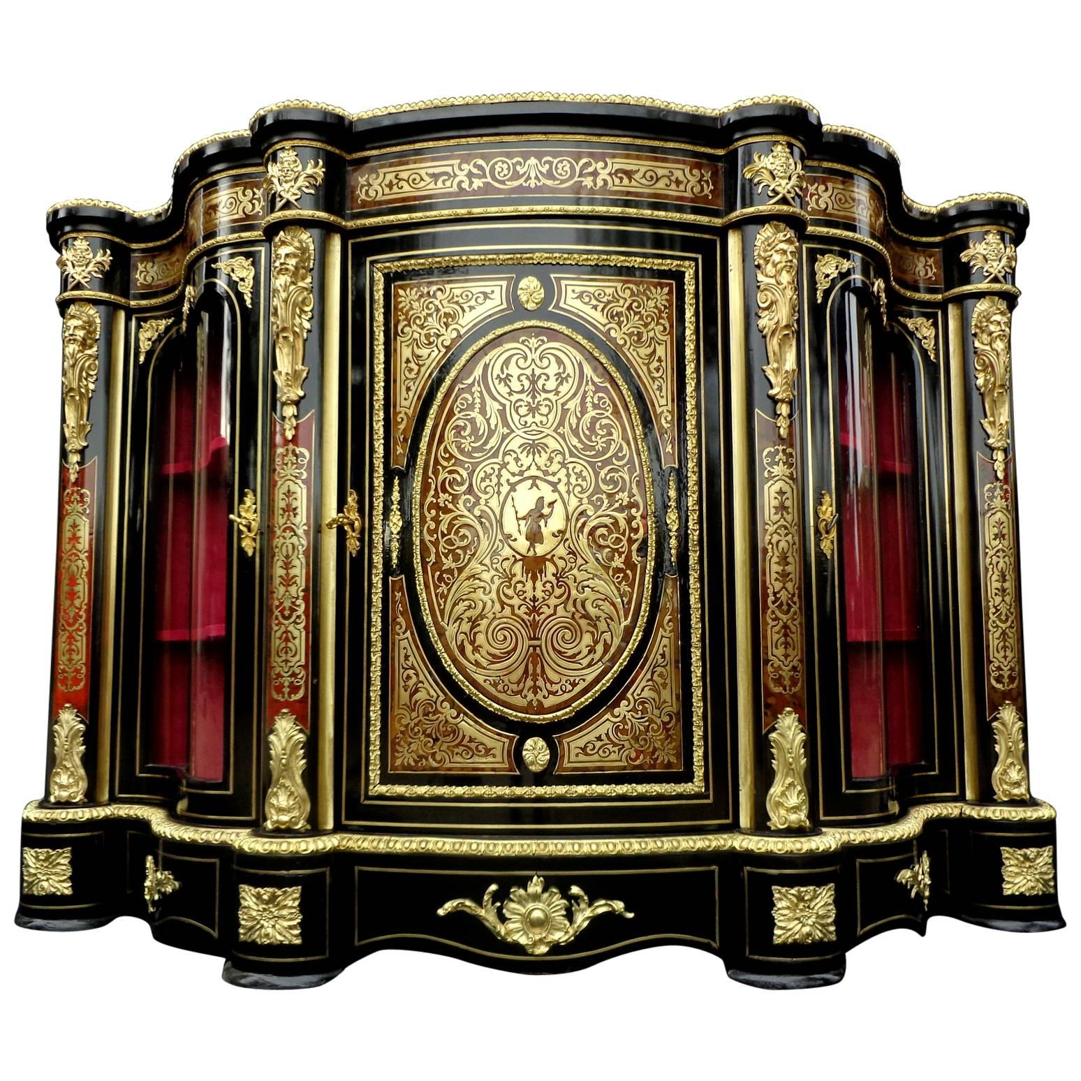 Impressive French Credenza with Three Doors in Marquetry Boulle, 19th Century For Sale