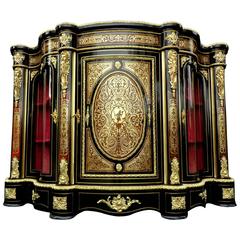 Impressive French Credenza with Three Doors in Marquetry Boulle, 19th Century