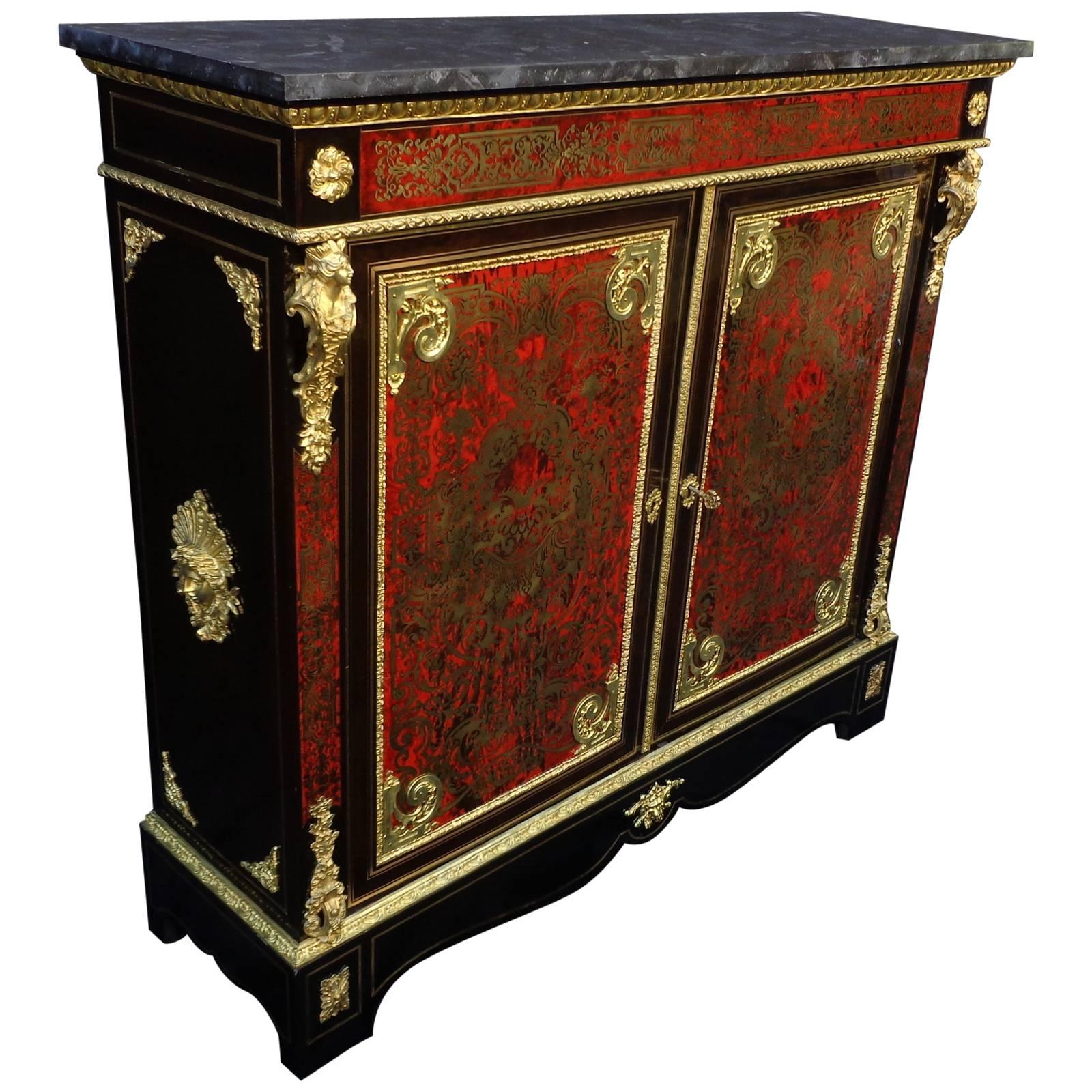 Furniture Louis XIV with Two Doors in Boulle Marquetry 19th Napoleon III Period For Sale