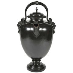 Italian Patinated Bronze Wine Urn, Dark Brown, 19th century