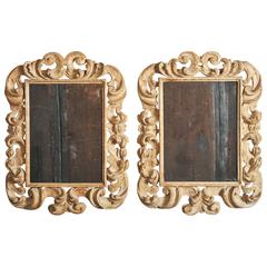 Pair of 17th Century Italian Baroque Carved Wood Frames, to Simulate Stone
