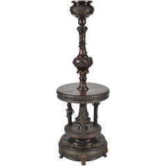 Early 20th Century Japanese Bronze Stand with Adjustable Column