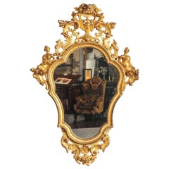 19th Century Mirror, Italian Carved Wood and Water Gilt 