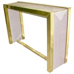 1970s Modern Italian Gold Brass and White Ceramic Mosaic Console 8