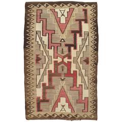 Antique Navajo Carpet, Oriental Rug, Handmade Wool Rug, Gray Color
