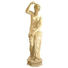 Antique 19th Century Italian Plaster Sculpture Female Figure Venus at the Spa