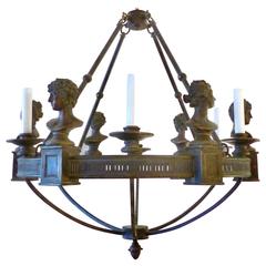 20th Century Chandelier with Classical Busts by Max Blumberg Fine Art Lamps