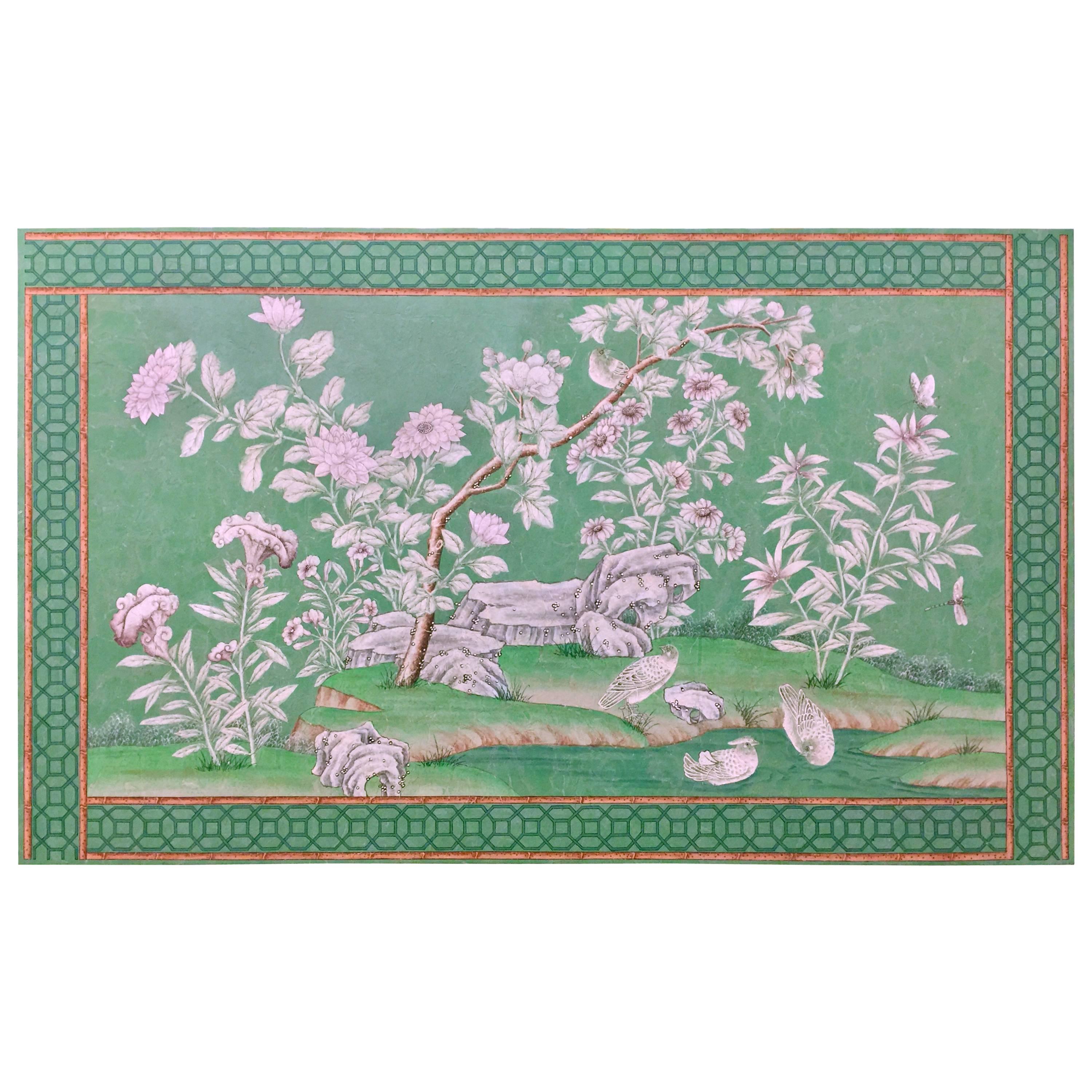 Hand-Painted Framed Gracie Antiqued Panel