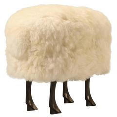 Lalanne Inspired Sheep Ottoman in Solid Bronze and Real Fur 2