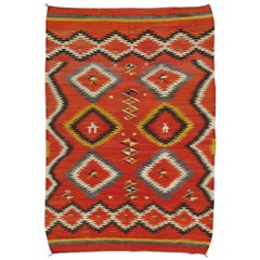 Antique Navajo Blanket, Oriental Rug, Handmade Wool Rug, Red Color