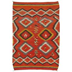 Antique Navajo Blanket, Oriental Rug, Handmade Wool Rug, Red Color 5