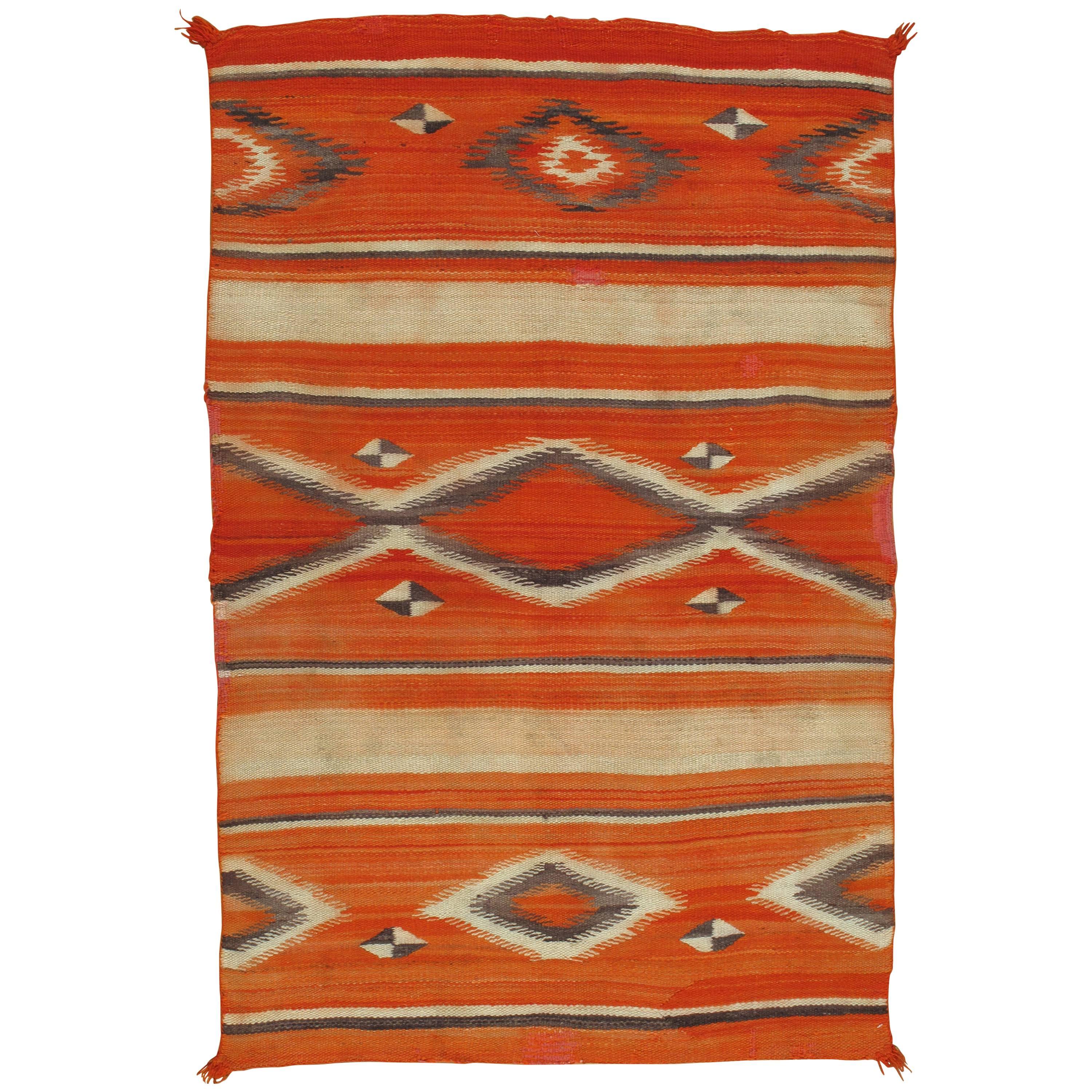 Antique Navajo Carpet, Oriental Rug, Handmade Wool Rug, Red Color