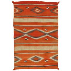 Antique Navajo Carpet, Oriental Rug, Handmade Wool Rug, Red Color 7