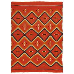 Antique Navajo Trans Blanket, Oriental Rug, Handmade Wool Rug, Orange 11