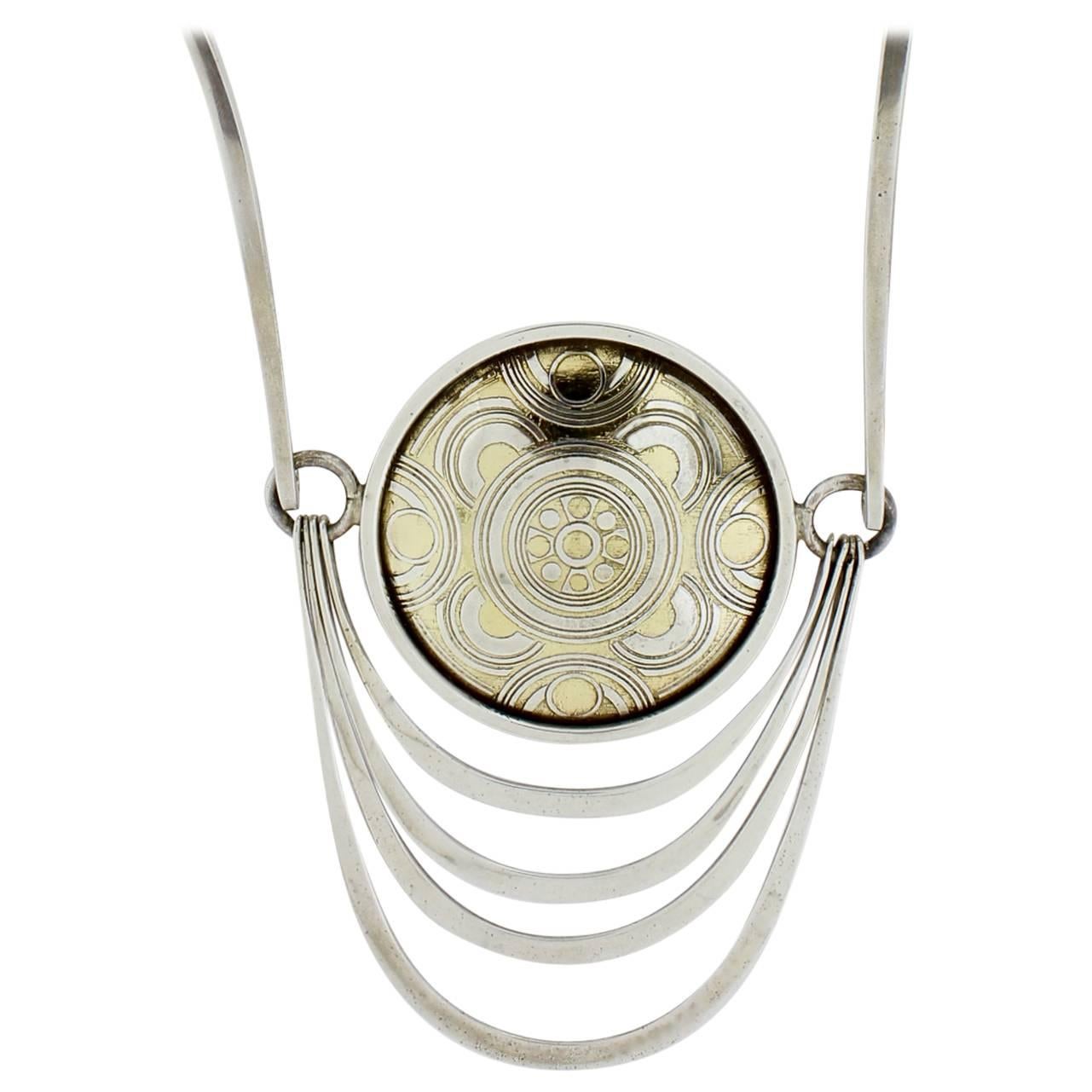 Nubia Modernist Sterling Silver Necklace by Mary Ann Scherr for Reed and Barton