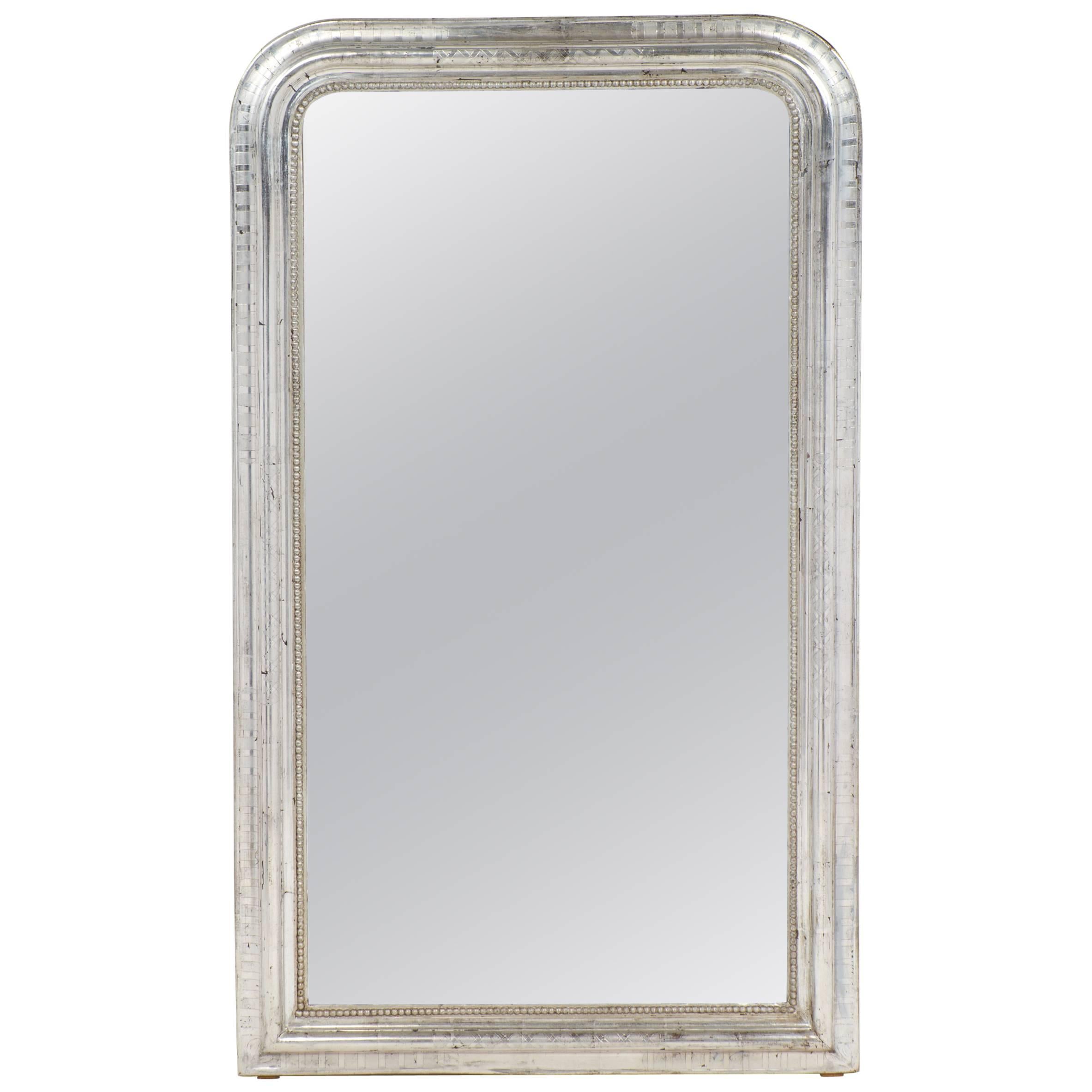 Antique French Louis Philippe Silver Leaf Mirror