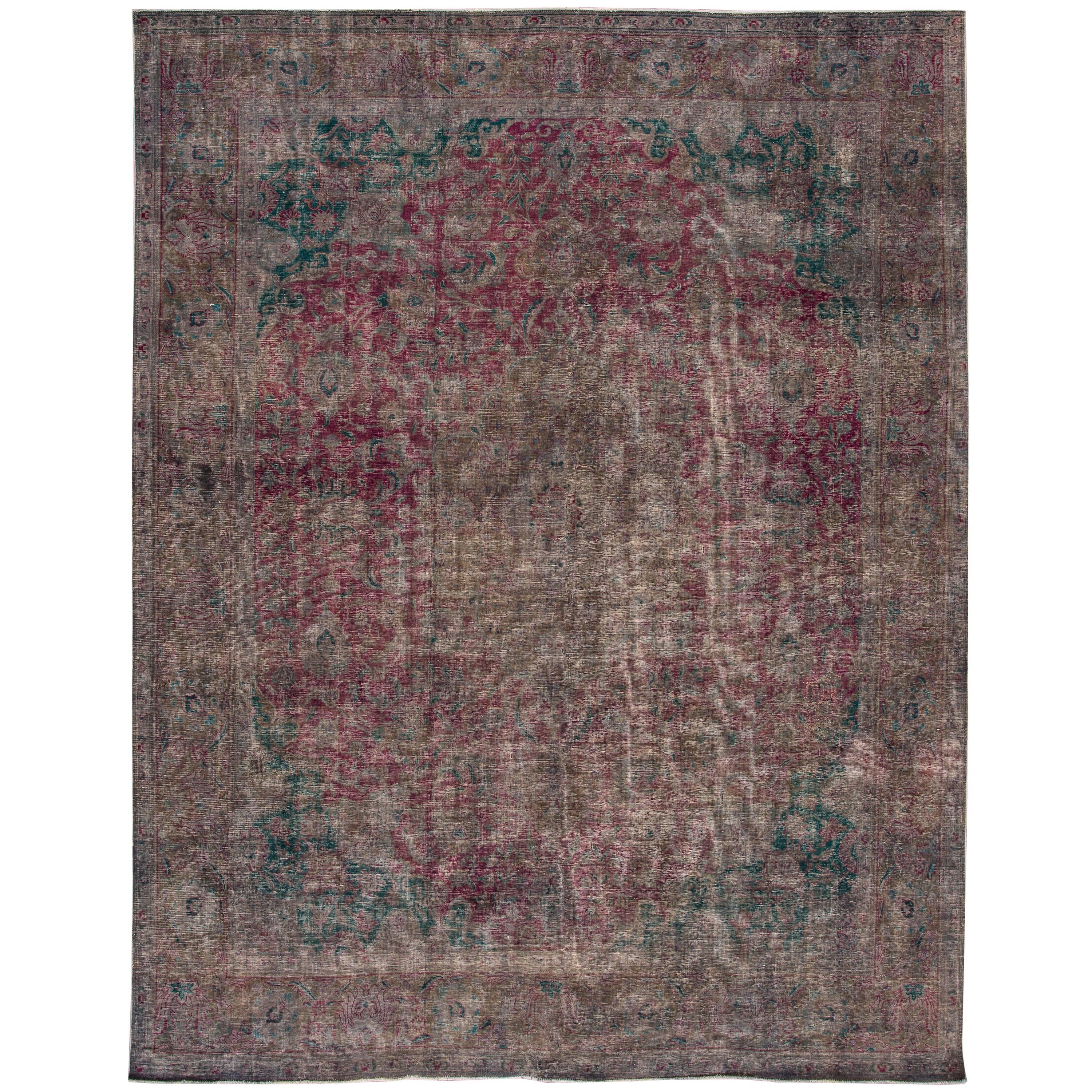 21st Century Contemporary Rose, Gray Overdyed Pakistani Rug For Sale