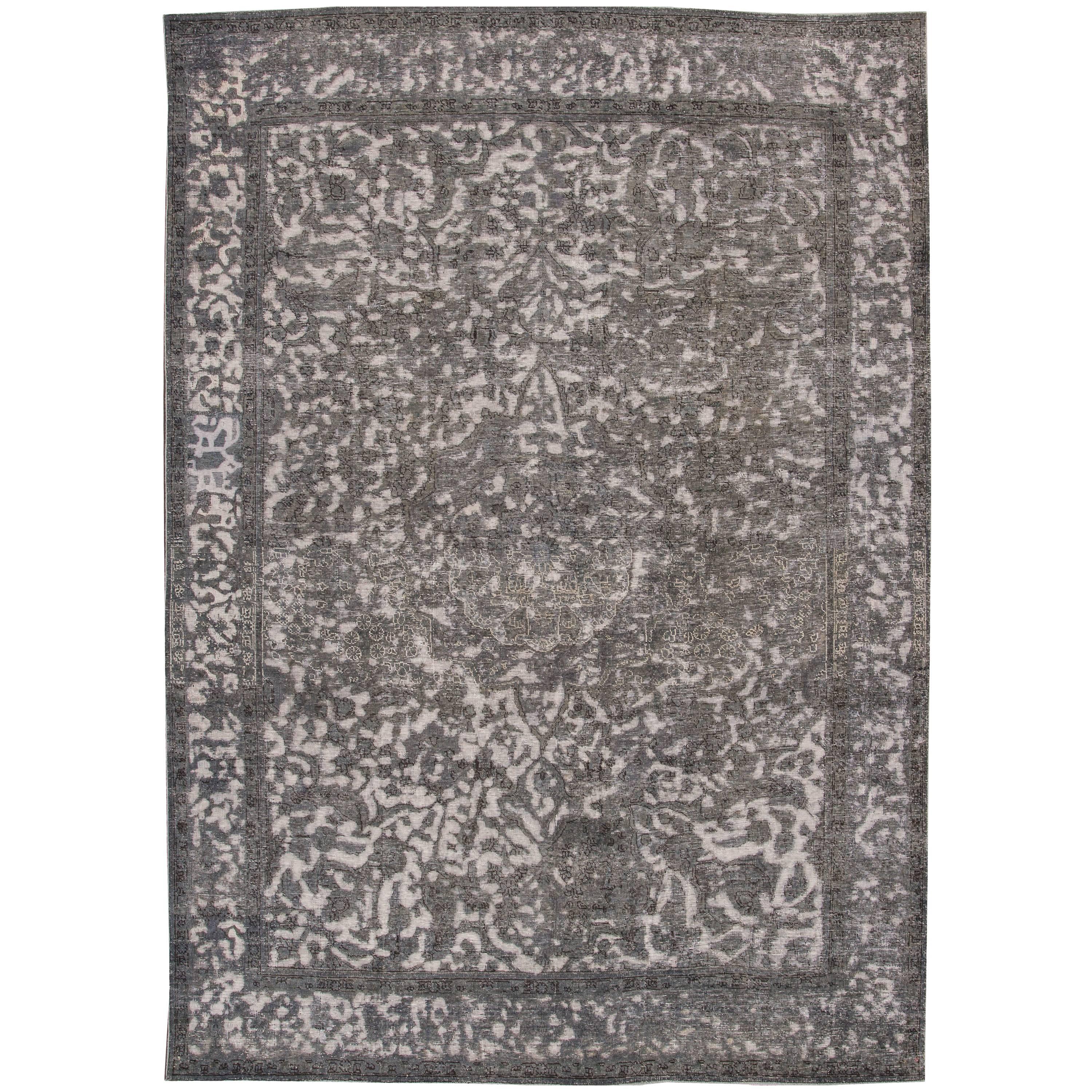 21st Century Contemporary Gray, Ivory Overdyed Pakistani Rug For Sale