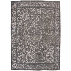Zeitgenössischer grauer, elfenbeinfarbener überzogener pakistanischer Teppich aus dem 21. Jahrhundert