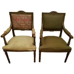 Pair of Louis XVI Carved and Painted Fauteuils