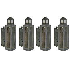 1920 Art Deco Cast Iron Outdoor Sconces