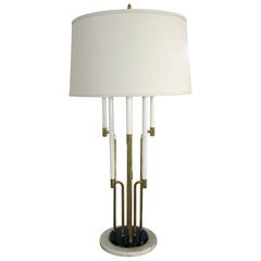 Chic American Tommi Parzinger 1950s Six-Light Brass Table Lamp with Marble Base