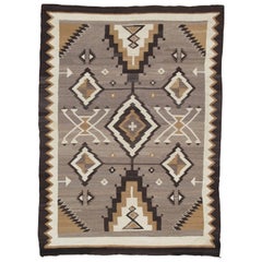 Antique Navajo Carpet, Oriental Rug, Handmade Wool Rug, Gray Color