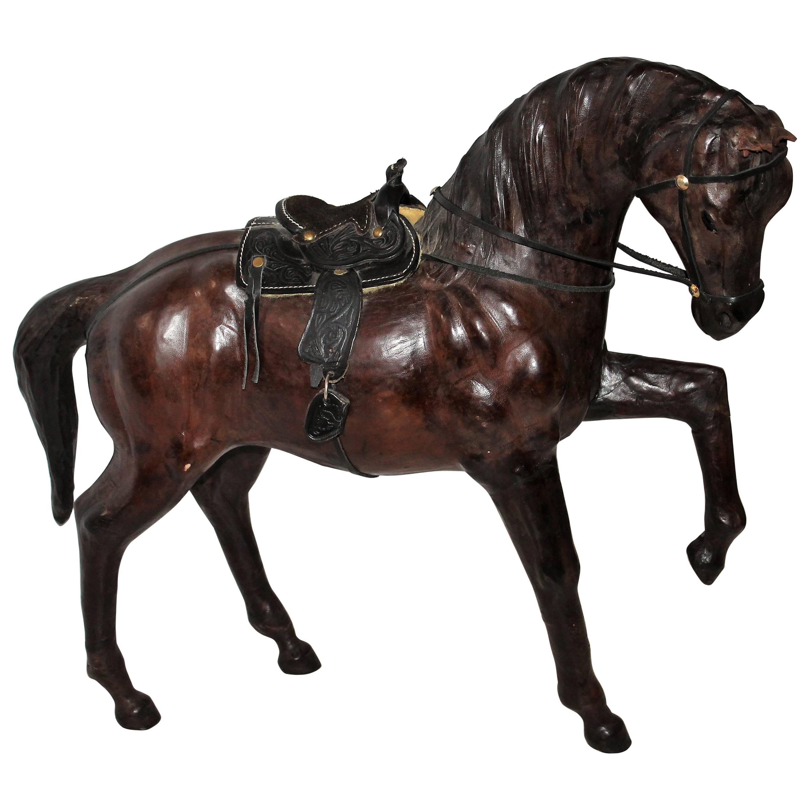 Monumental Leather Full Body Horse Sculpture
