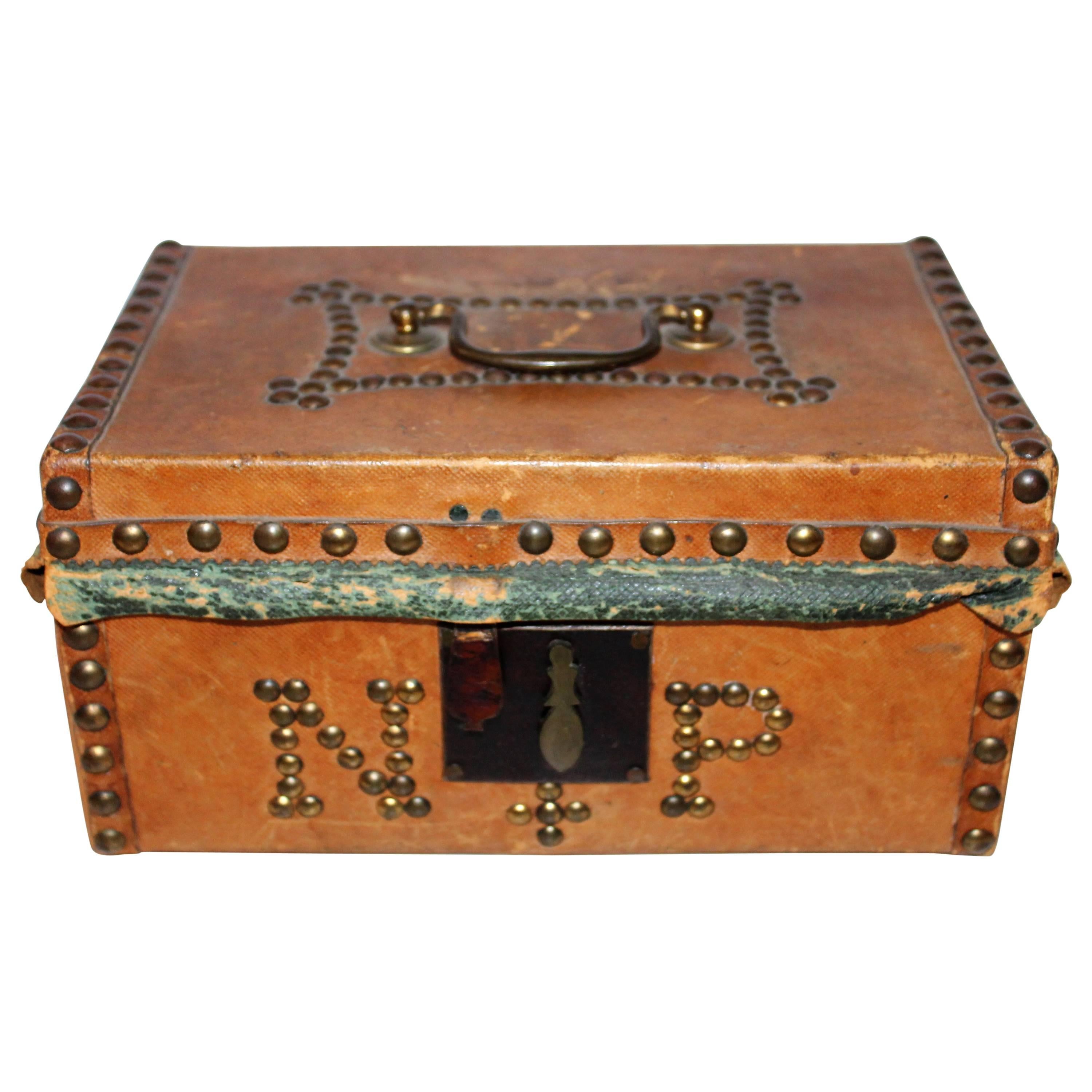 Early 19th Century Leather Covered Document Box from Boston